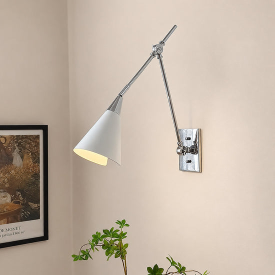 Magari Wall Lamp, L 29.1-Inch x H 26-Inch, White & Black & Brass for Living Room