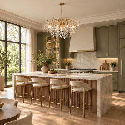 Hanging Crystal and Brass Chandelier