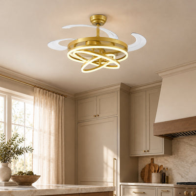 Tricolordeer LED Ring Light Ceiling Fan with Retractable Acrylic Blades