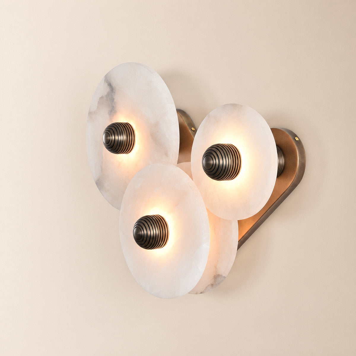 Nayra Alabaster Wall Lamp, 7.9~13.8-Inch, White & Bronze, Triac Warm Dimming for Living Room & Dining Room