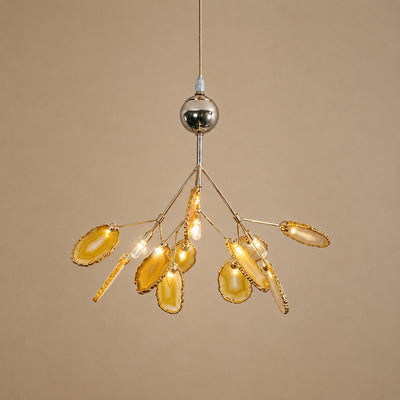 Rose Gold Chandelier with Natural Stone Slices