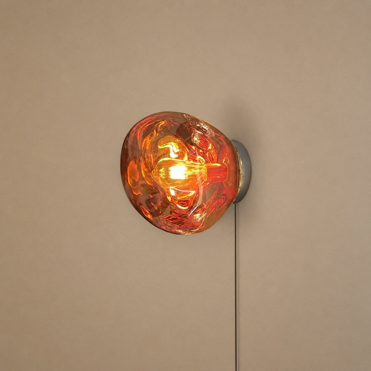 Lava Plug-in Wall Lamp, 7.1~11-Inch x H 7.5~11.4-Inch, Gold, US Plug for Bedroom & Living Room