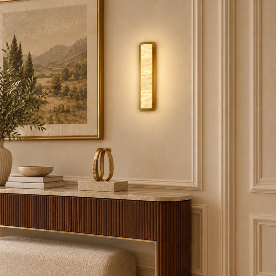 Tricolordeer Rectangular Brass Alabaster Sconces (Set of 2)