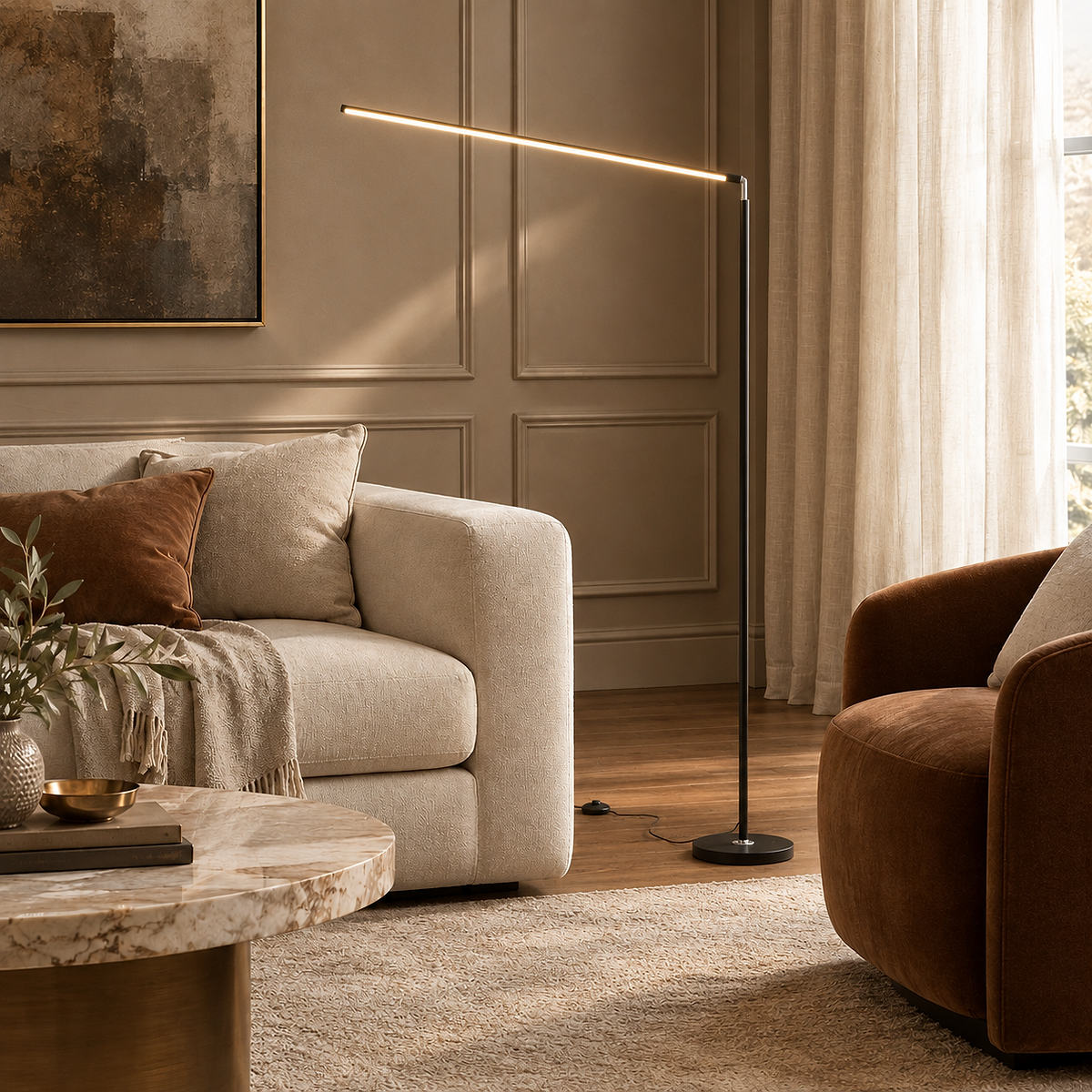 Linear Minimalist LED Reading Floor Lamp