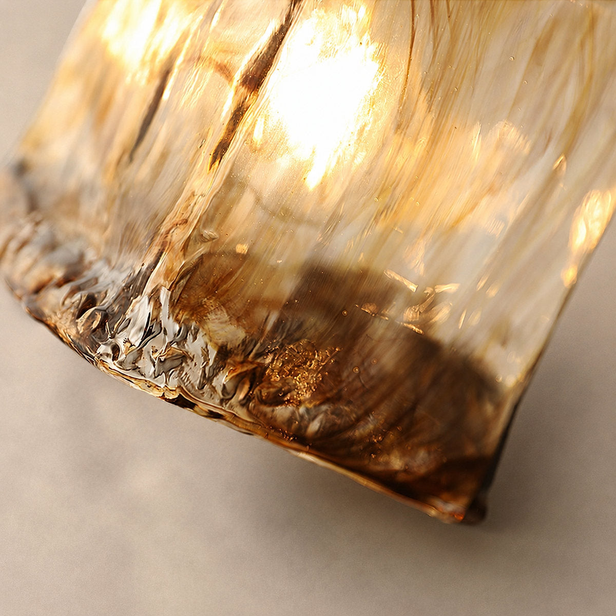 Artisanal Brown Blown Glass Brass Pendant for Dining Room & Living Room