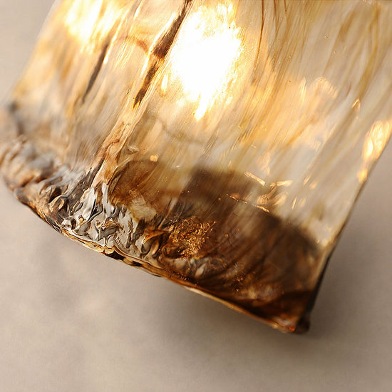 Artisanal Brown Blown Glass Brass Pendant for Dining Room & Living Room