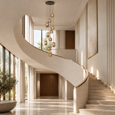 Cylinder Pendant Light in Alabaster and Glass