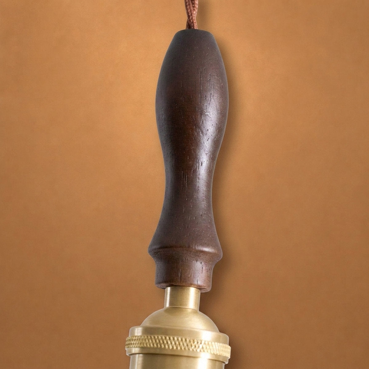 Modern Walnut and Brass Pendant Light