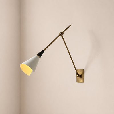 Magari Wall Lamp, L 29.1-Inch x H 26-Inch, White & Black & Brass for Living Room