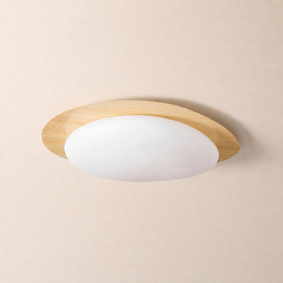 Pebble Metal Ceiling Light, 11.8~22.8-Inch x H 3.1-Inch, Artistic Walnut Grain Effect, Triac Warm Dimming for Living Room