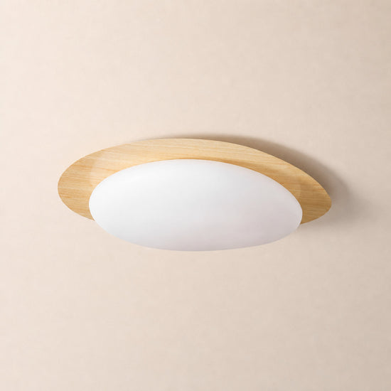 Pebble Metal Ceiling Light, 11.8~22.8-Inch x H 3.1-Inch, Artistic Walnut Grain Effect, Triac Warm Dimming for Living Room