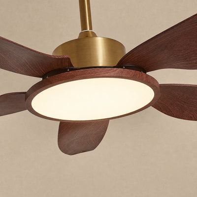 Sirocco Breeze Ceiling Fan Light, 42~48-Inch x H 13.8-Inch, Walnut Grain & Gold & White, Three-Color Light for Living Room