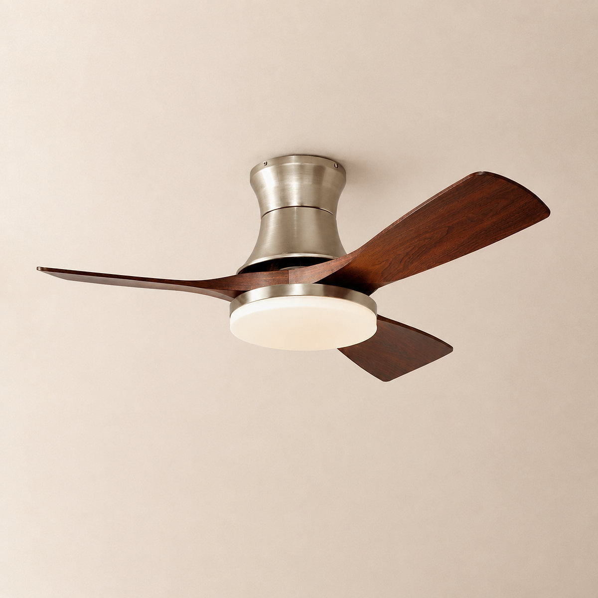 Tricolordeer Walnut Nickel Ceiling Fan Light