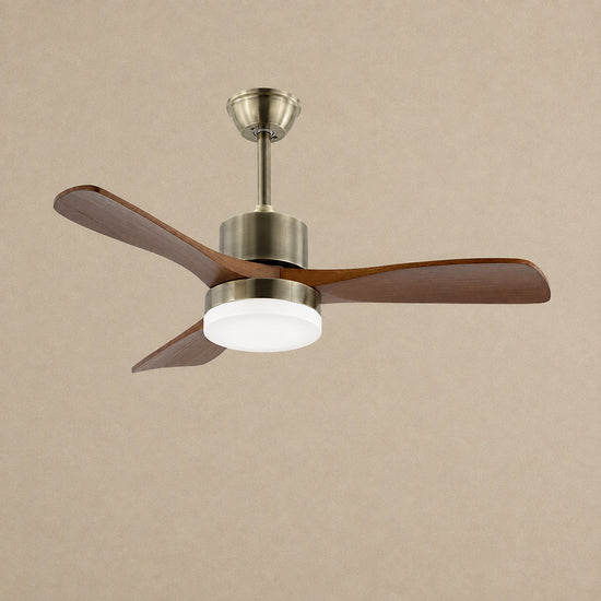 Zephyr Wooden 42"/52" Ceiling Fan Light, 42-Inch x H 11.8-Inch, Model A~D Antique bronze & Walnut, Three-Color Light for Living Room