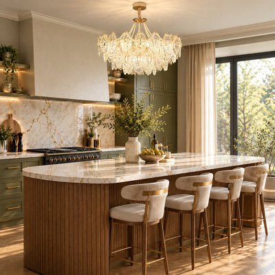 Gold Glass Drop Chandelier