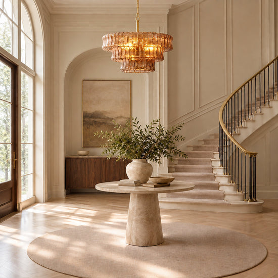 Tricolordeer Four-Light Round Amber Glass Chandelier