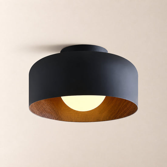 Lumosphere Ceiling Light, 8.7-Inch x H 5.1-Inch, Black & Walnut Grain Hydrographics for Living Room