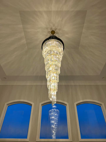 Classic Large Multi-layered Spiral Crystal Chandelier for Foyer/ Staircase