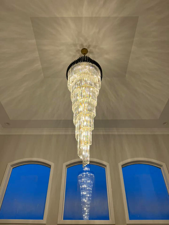 Classic Large Multi-layered Spiral Crystal Chandelier for Foyer/ Staircase