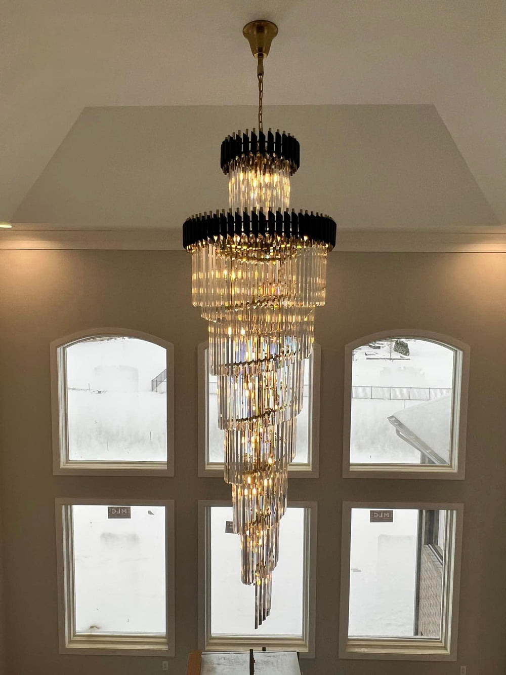 Classic Large Multi-layered Spiral Crystal Chandelier for Foyer/ Staircase