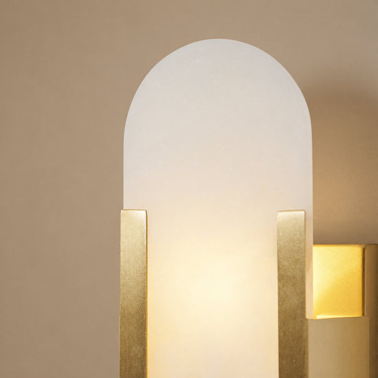 Oblong Alabaster Wall Lamp, 3.9-Inch x H 13.8~19.7-Inch, Black for Living Room & Dining Room