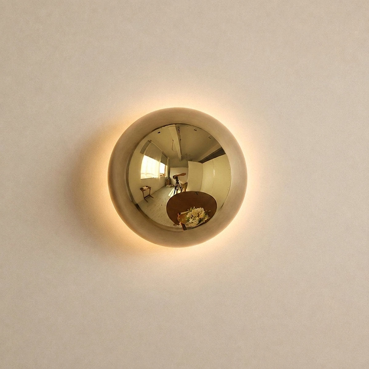 Aurum Sphere Wall Lamp, 6.3-Inch x H 3.9-Inch, Chrome, Warm Light for Living Room & Dining Room