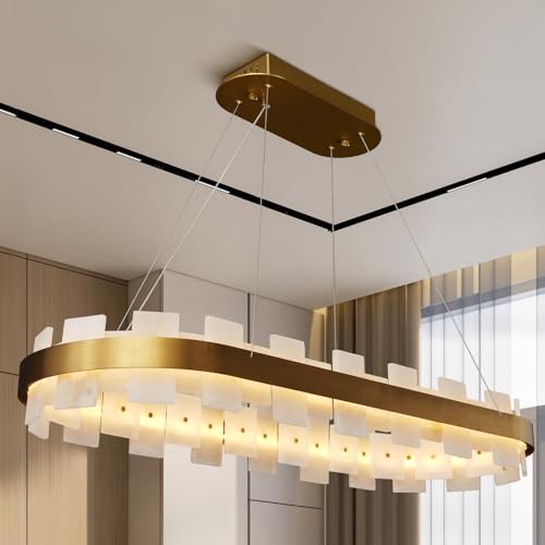 Modern Alabaster Linear Chandelier 31.5