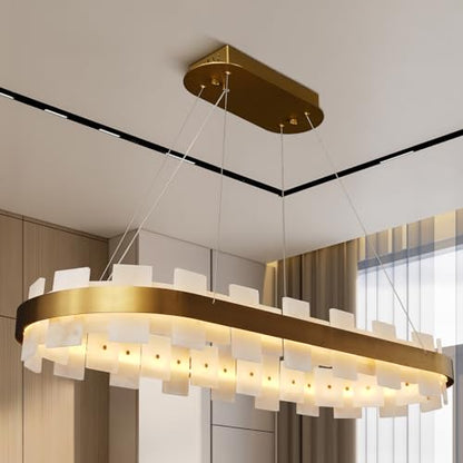 Modern Alabaster Linear Chandelier 31.5