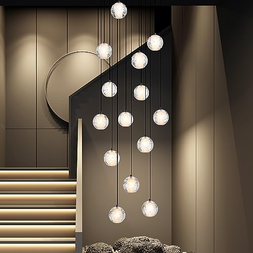 Modern style spiral staircase crystal ball chandelier