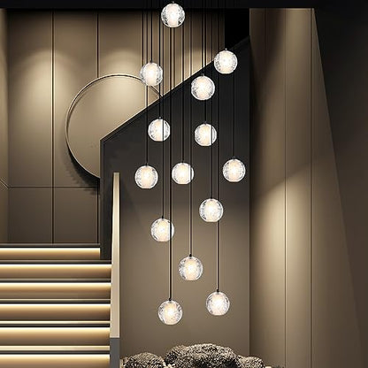 Modern style spiral staircase crystal ball chandelier