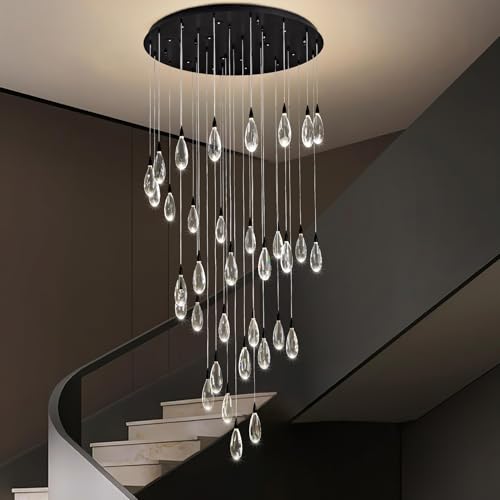 Modern style spiral staircase crystal ball chandelier