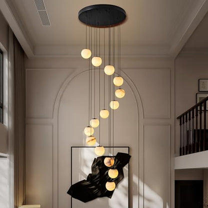 Modern style spiral staircase crystal ball chandelier
