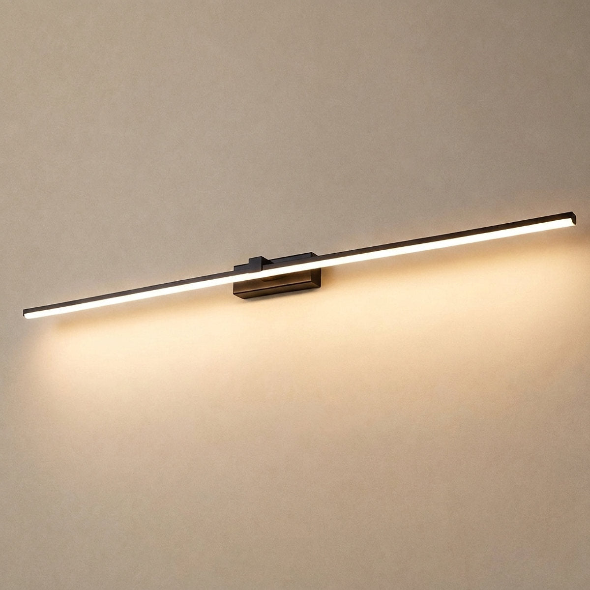 Metal Linear Mirror Wall Lamp, L 15.7~31.5-Inch x H 3.1-Inch, Black, Warm Light for Living Room & Dining Room