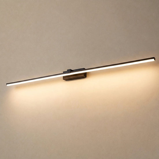 Metal Linear Mirror Wall Lamp, L 15.7~31.5-Inch x H 3.1-Inch, Black, Warm Light for Living Room & Dining Room
