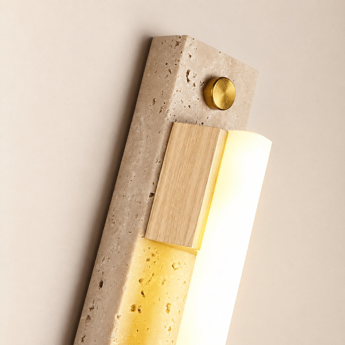 Caelum Light Bar Wall Lamp, 1.9-Inch x H 23.6-Inch, Wood & Yellow Travertine, Warm Light for Living Room & Dining Room