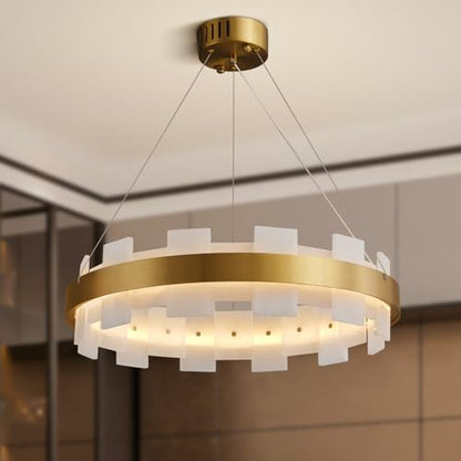Modern Alabaster Linear Chandelier 31.5