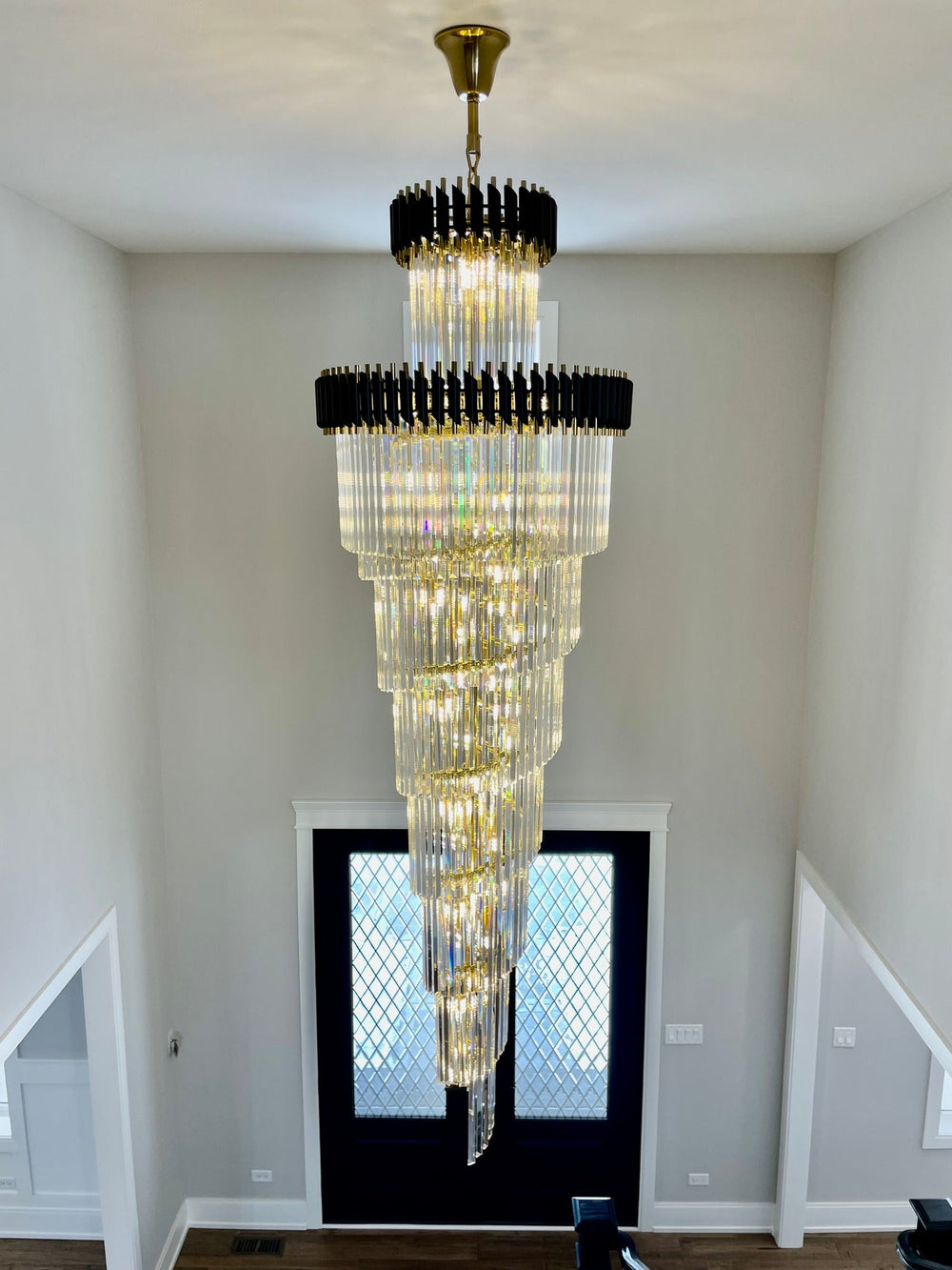 Classic Large Multi-layered Spiral Crystal Chandelier for Foyer/ Staircase