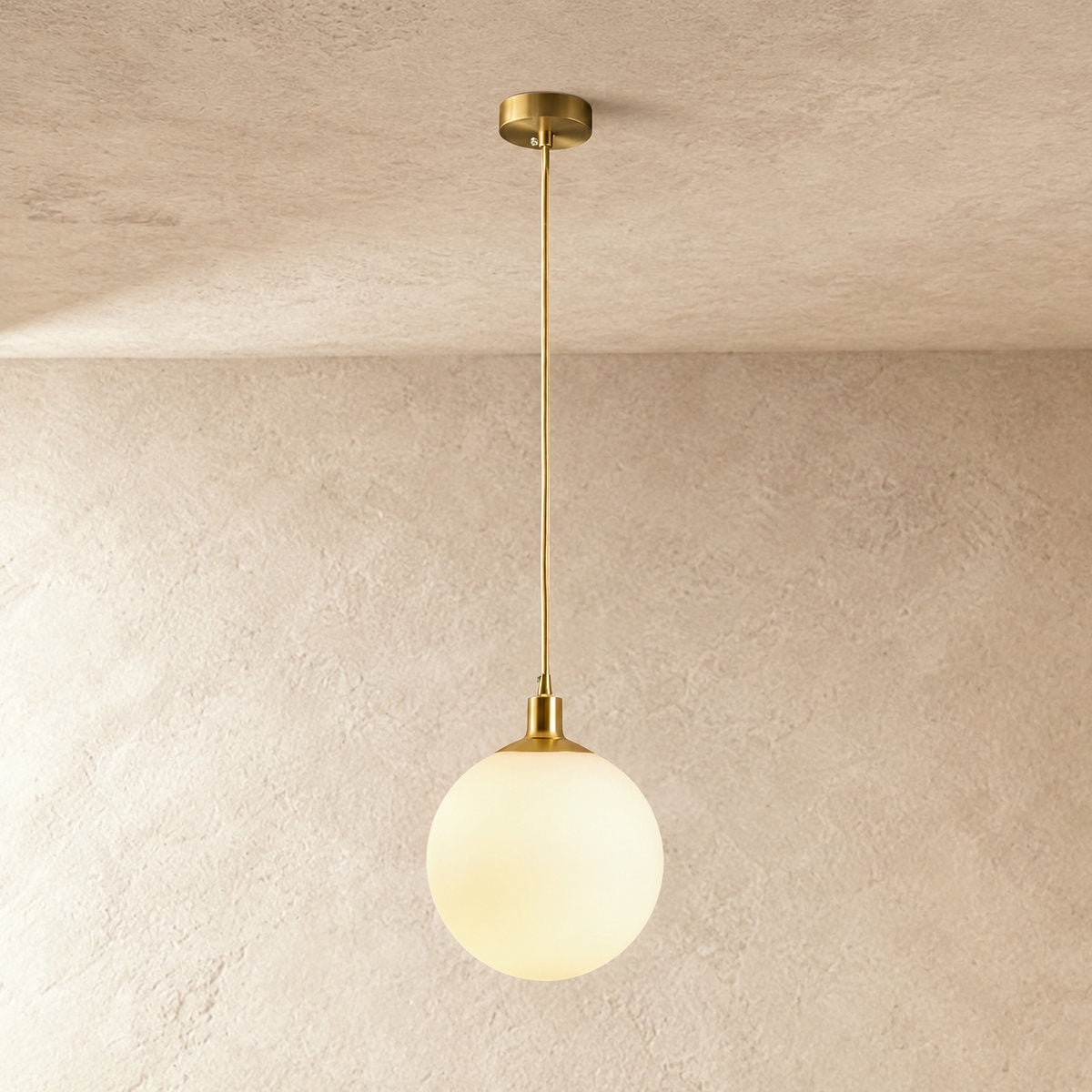 Minimalist Spherical Glass Brass Pendant Light