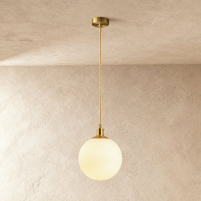 Minimalist Spherical Glass Brass Pendant Light