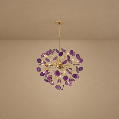 Rose Gold Chandelier with Natural Stone Slices