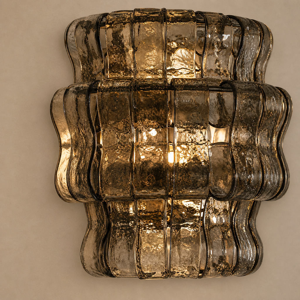 Tricolordeer Amber Glass Ribbon Wall Sconce