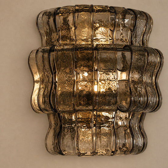 Tricolordeer Amber Glass Ribbon Wall Sconce