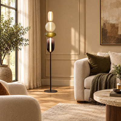 Artisan Hand-Blown Glass Stacked Floor Lamp
