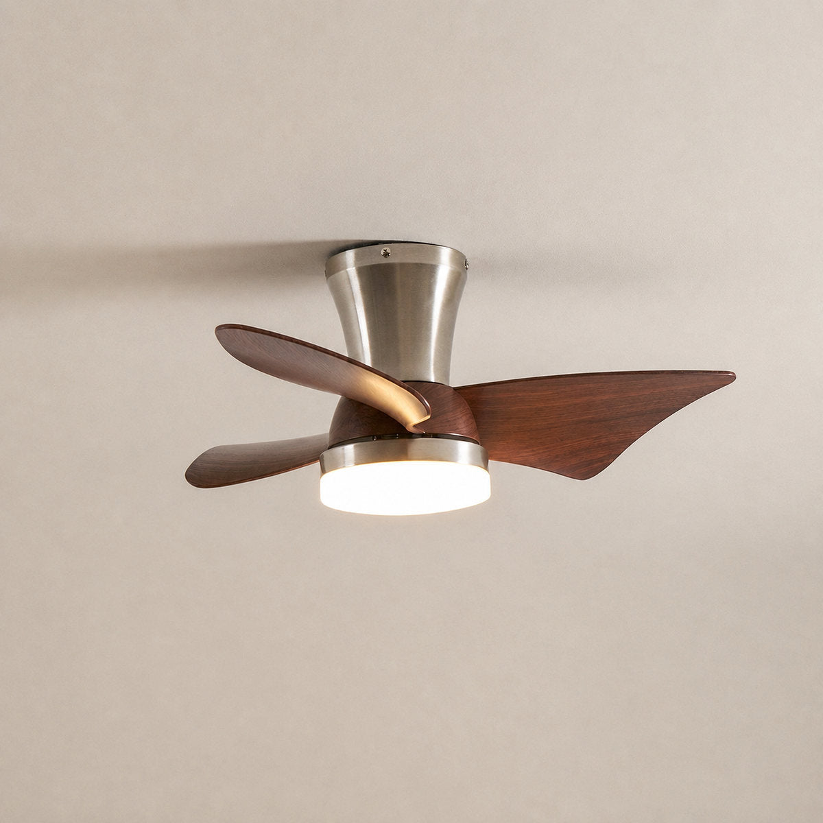 Breeze Lux Ceiling Fan Light, 21.7-Inch x H 10.2-Inch, Gold & Walnut Wood Grain, Three-Color Light for Living Room