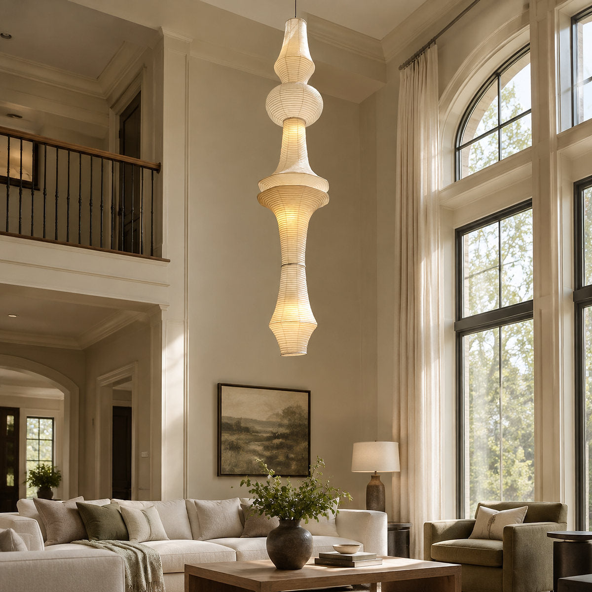 Sculptural Tiered Pendant Light 3 Bulbs