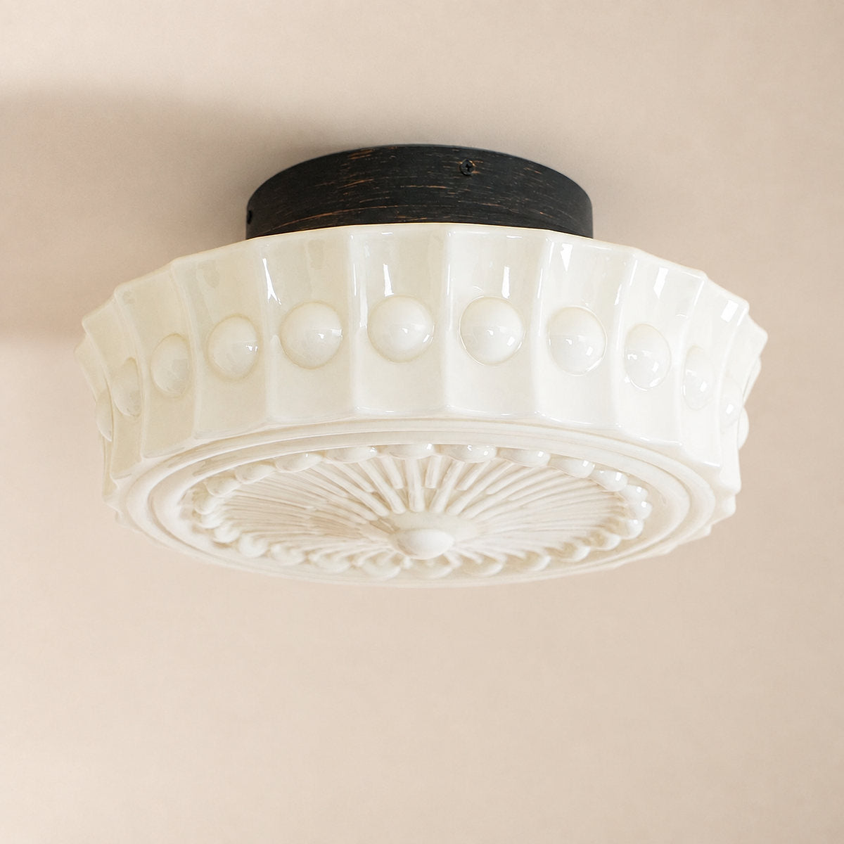 Charles Edwards Ceiling Light, 14.2~17.7-Inch x H 7.1~7.5-Inch, Black & Beige for Living Room