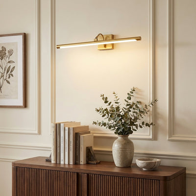 Walnut Color Linear LED Wall Lamp, 15.7~27.5-Inch x H 3.3-Inch, Walnut, Warm Light for Living Room & Dining Room