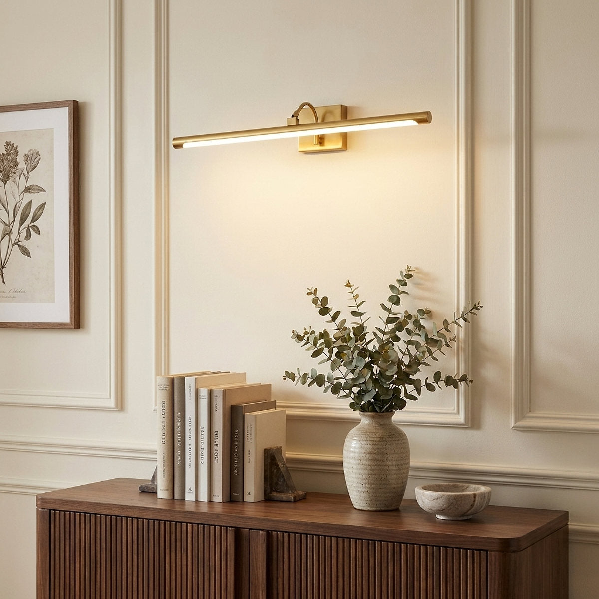 Walnut Color Linear LED Wall Lamp, 15.7~27.5-Inch x H 3.3-Inch, Walnut, Warm Light for Living Room & Dining Room