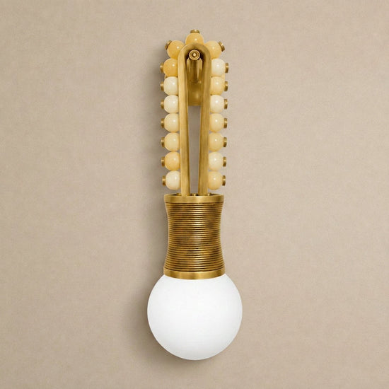 Ardora Wall Lamp, 5.5-Inch x H 24.4-Inch, Brass & Green for Living Room