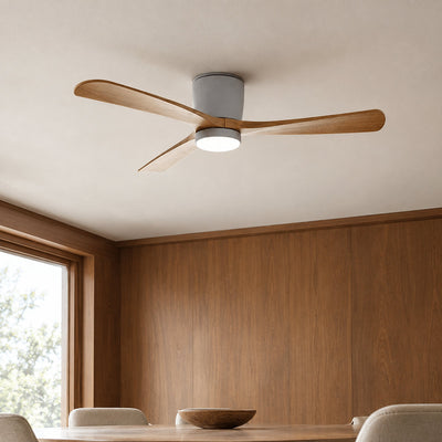 Nordic Wooden Ceiling Fan Light, 42-Inch x H 11-Inch, White & Natural Wood, Power: ~18W & Warm Light for Living Room